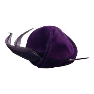 Rare Vintage Purple Wool Felt Feather Turban Hat The Emporium Women’s Dress Hat